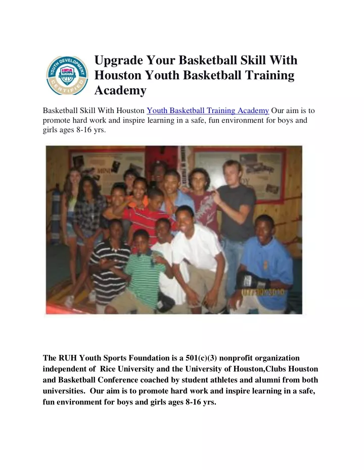 upgrade your basketball skill with houston youth