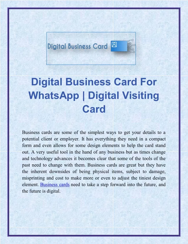 digital business card for whatsapp digital