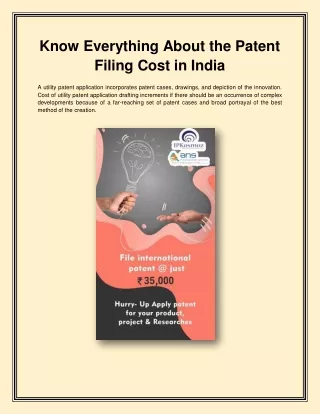 Know Everything About the Patent Filing Cost in India