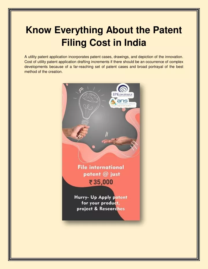 know everything about the patent filing cost