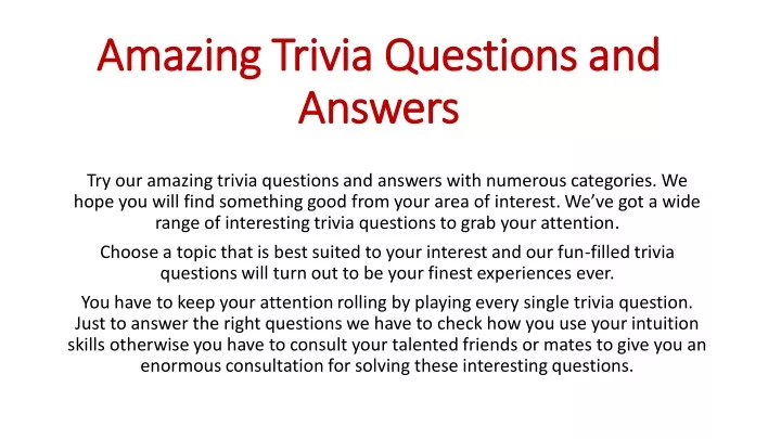 amazing trivia questions and amazing trivia