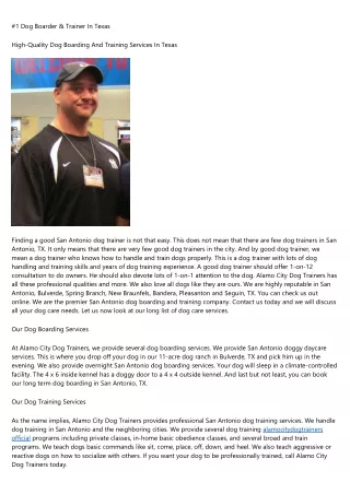 1 dog boarder trainer in texas