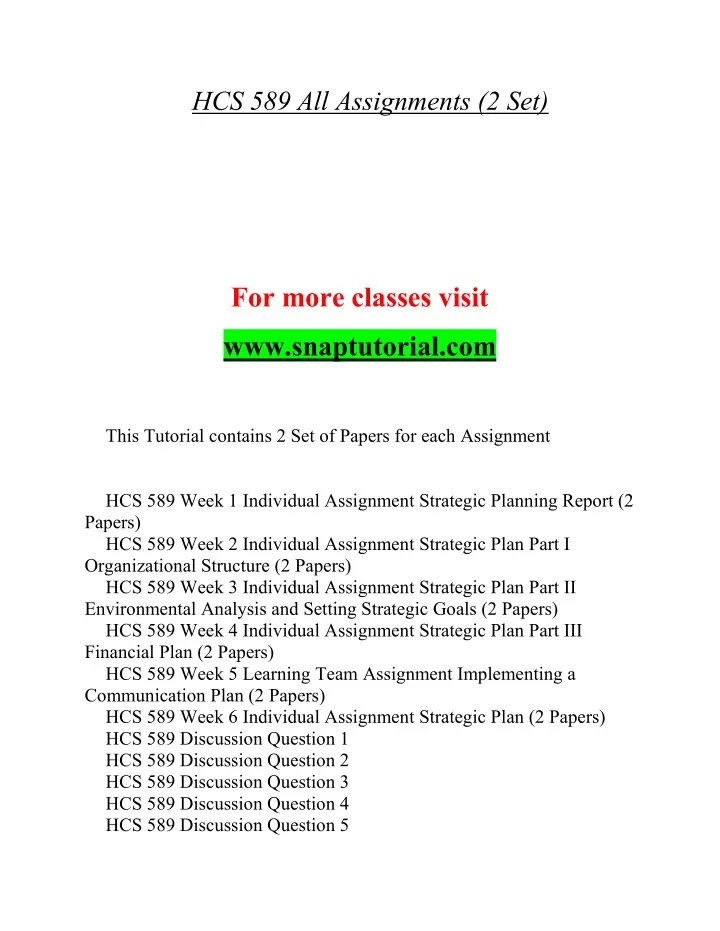 hcs 589 all assignments 2 set