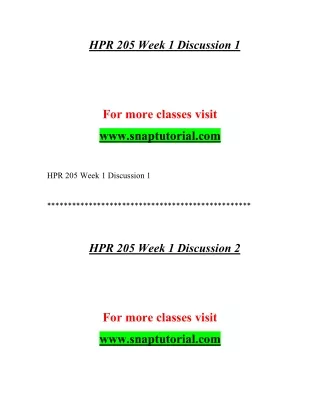 HPR 205  Genuine Education / snaptutorial.com