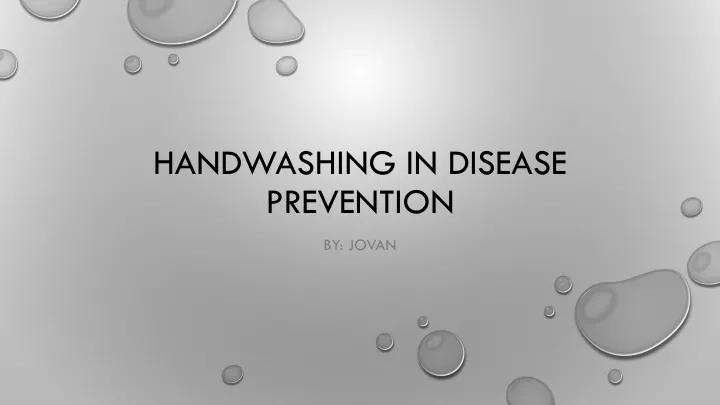 handwashing in disease prevention