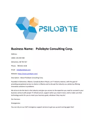 Psilobyte Consulting Corp.