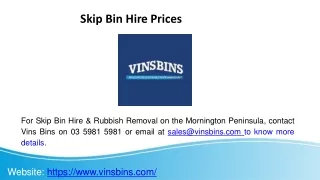 Skip Bin Hire Prices