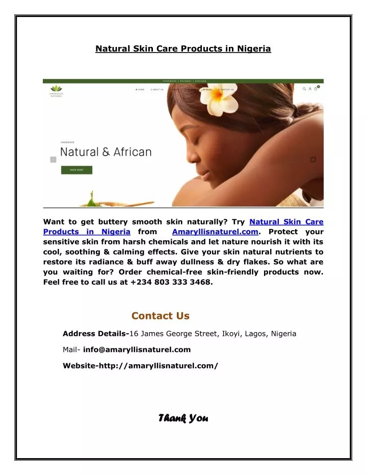 natural skin care products in nigeria