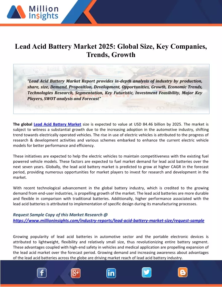lead acid battery market 2025 global size