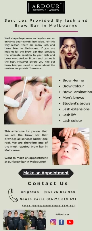 Services Provided By lash and Brow Bar in Melbourne