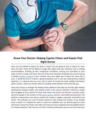 Know Your Doctor: Helping Cypriot Citizen and Expats Find Right Doctor