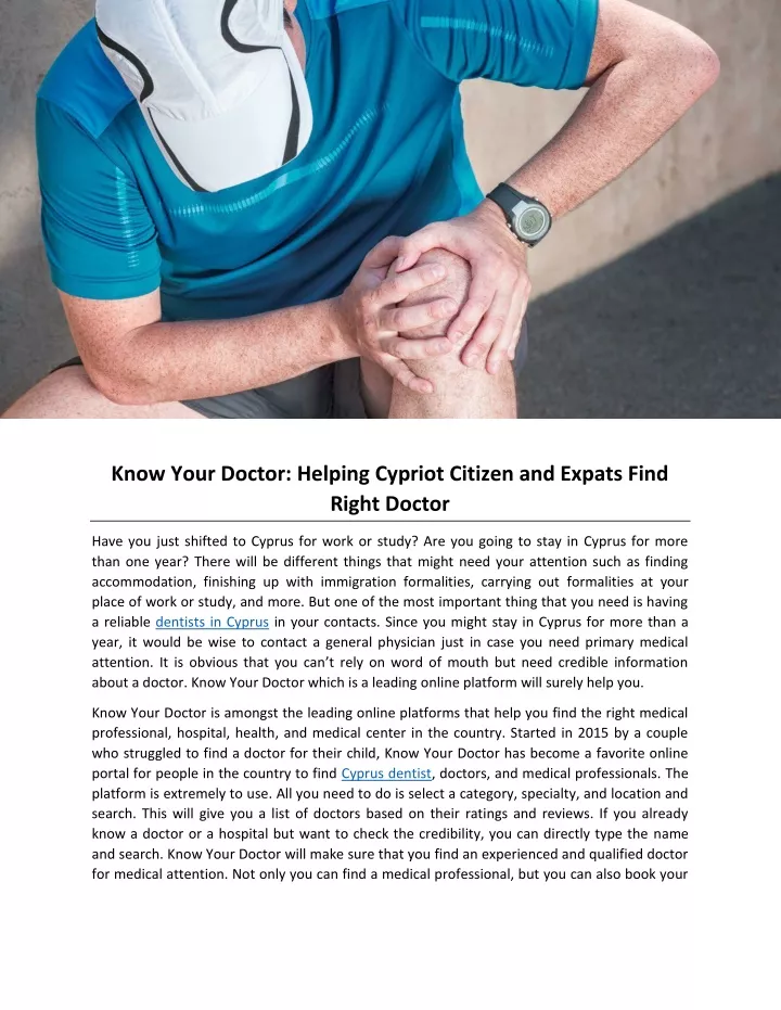 know your doctor helping cypriot citizen