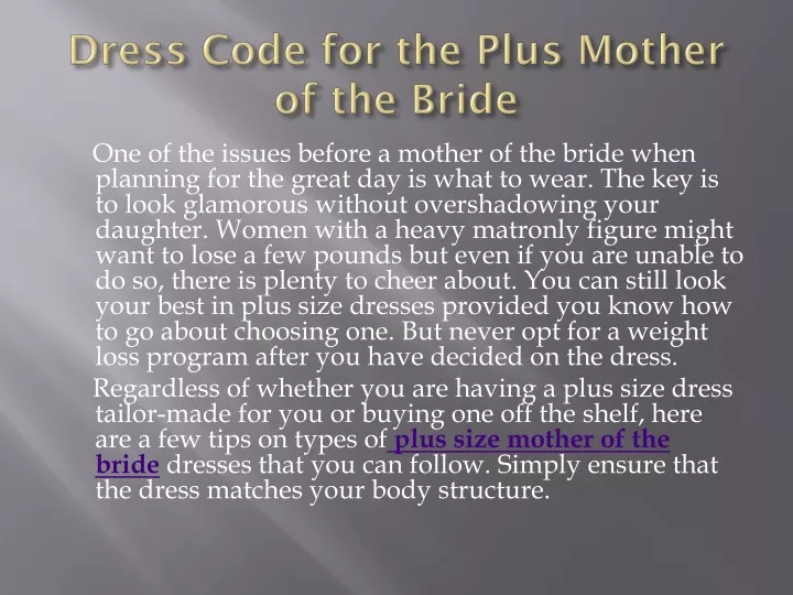 dress code for the plus mother of the bride