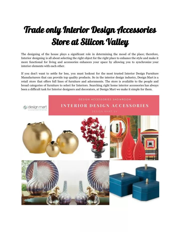 trade only interior design accessories store