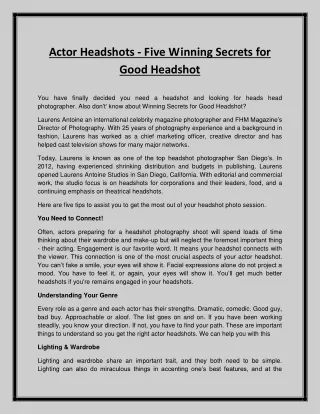 actor headshots five winning secrets for good