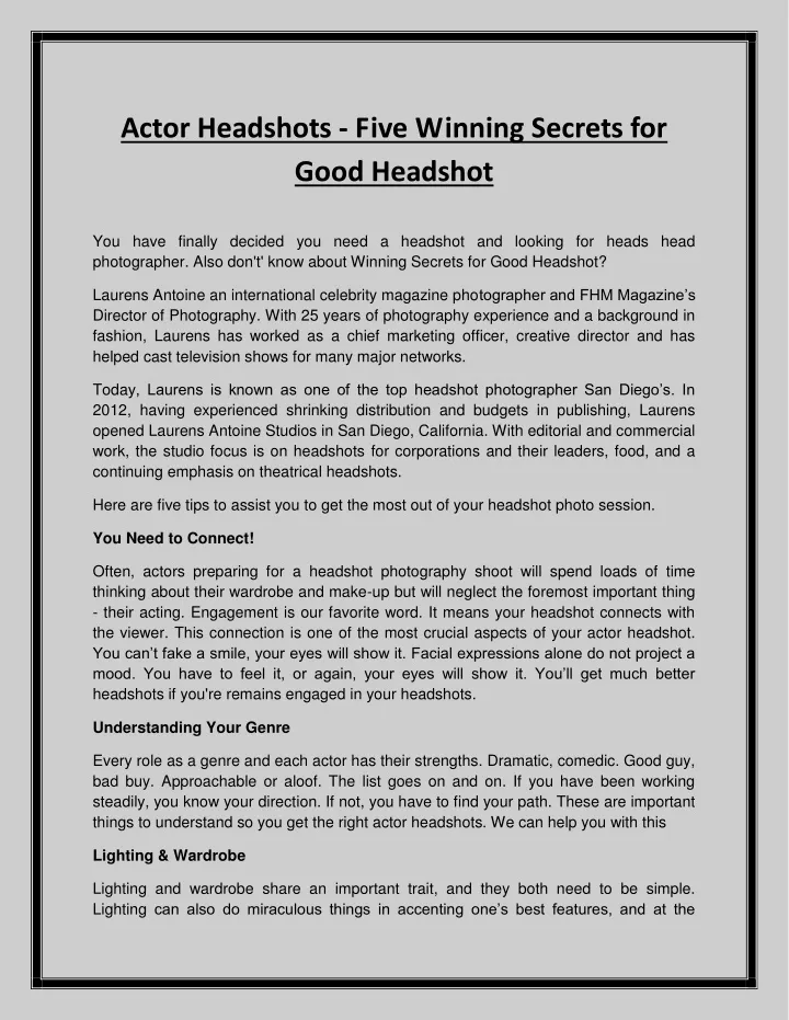 actor headshots five winning secrets for good