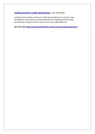 leading ecommerce mobile app developer