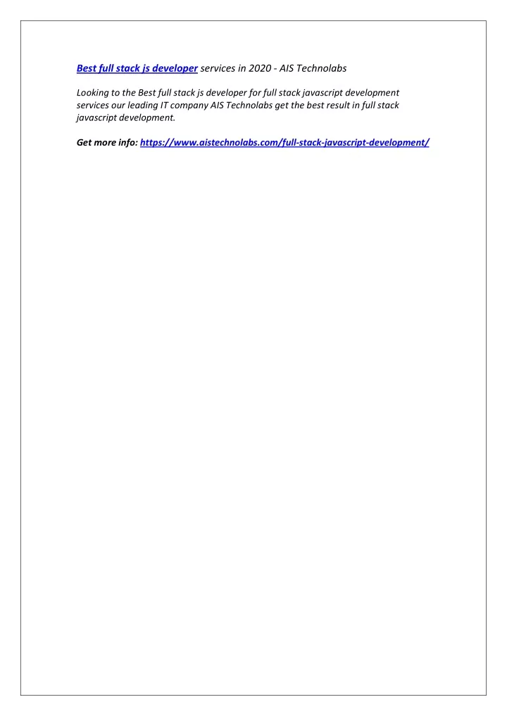best full stack js developer services in 2020