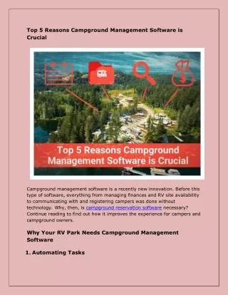 Top 5 Reasons Campground Management Software is Crucial