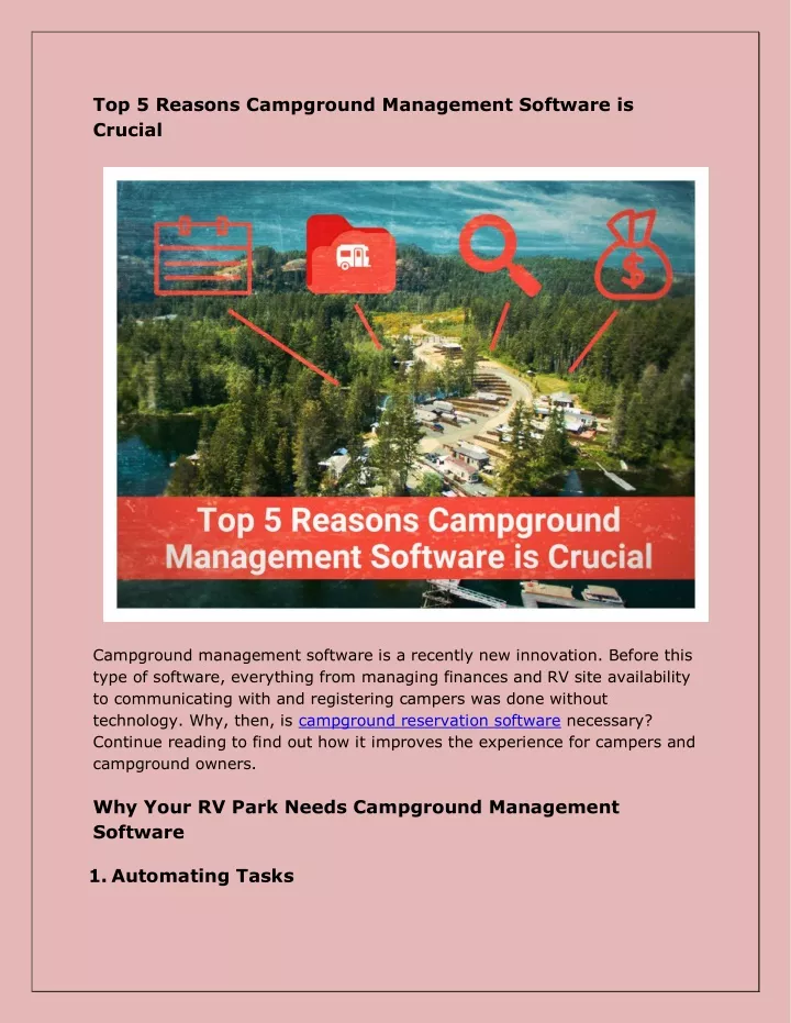 top 5 reasons campground management software