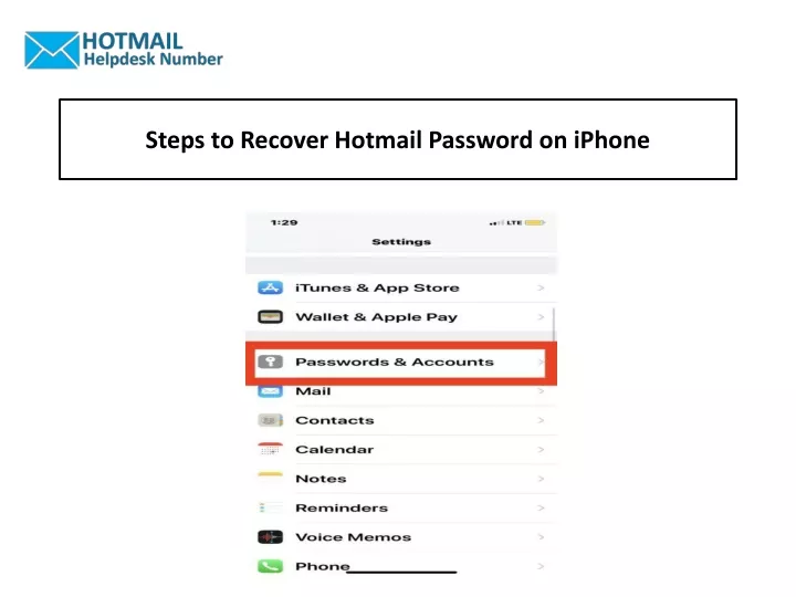 steps to recover hotmail password on iphone