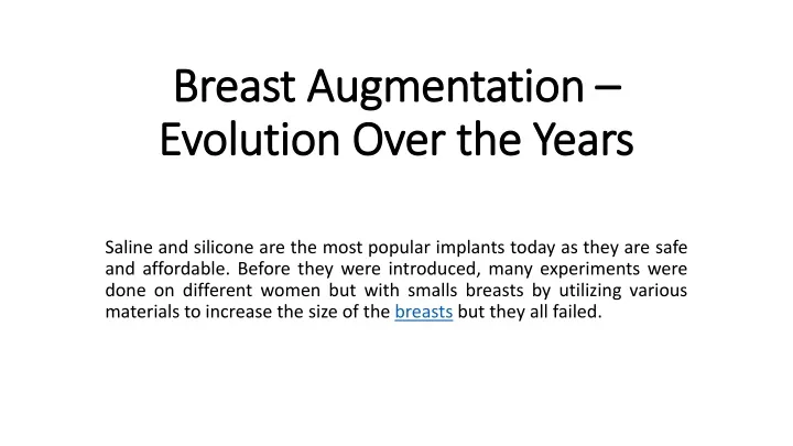 breast augmentation evolution over the years