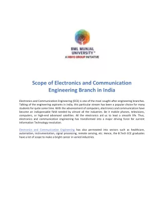 Scope of Electronics and Communication Engineering Branch in India