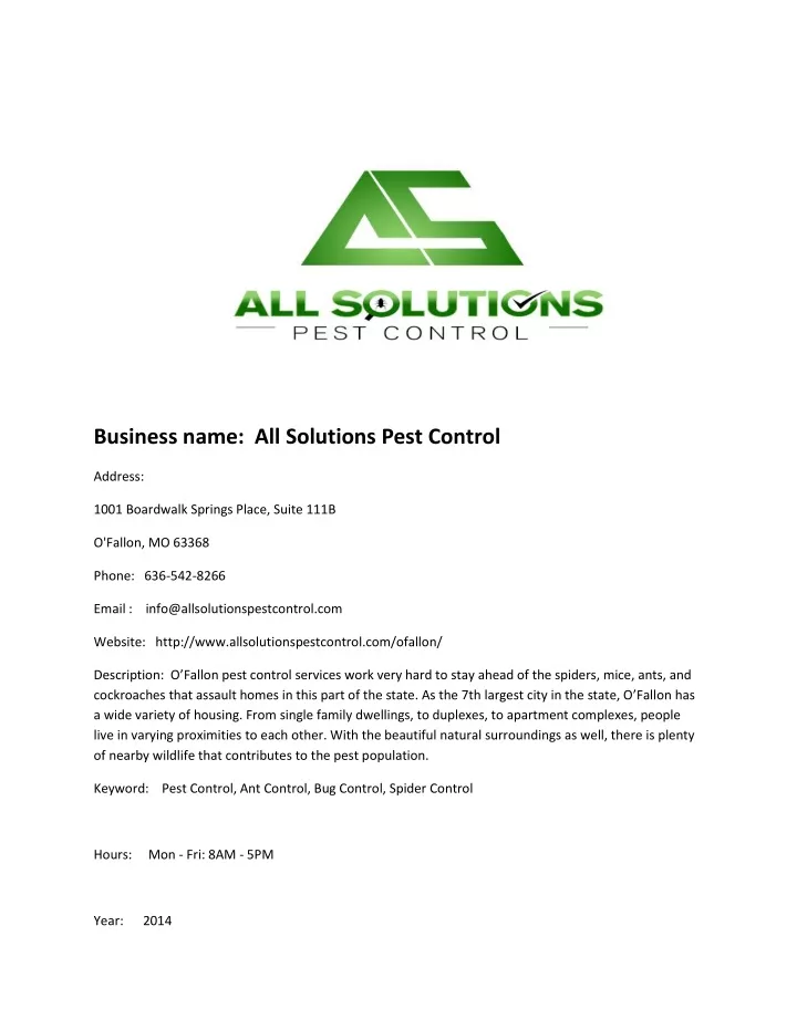 business name all solutions pest control