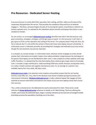 pro resources dedicated server hosting