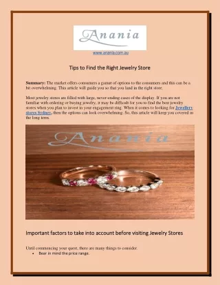 Tips to Find the Right Jewelry Store