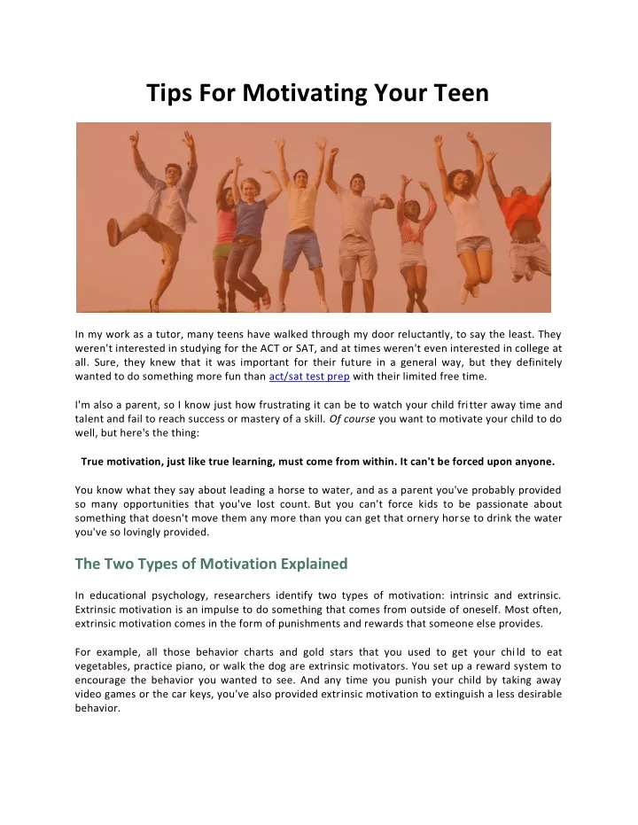tips for motivating your teen