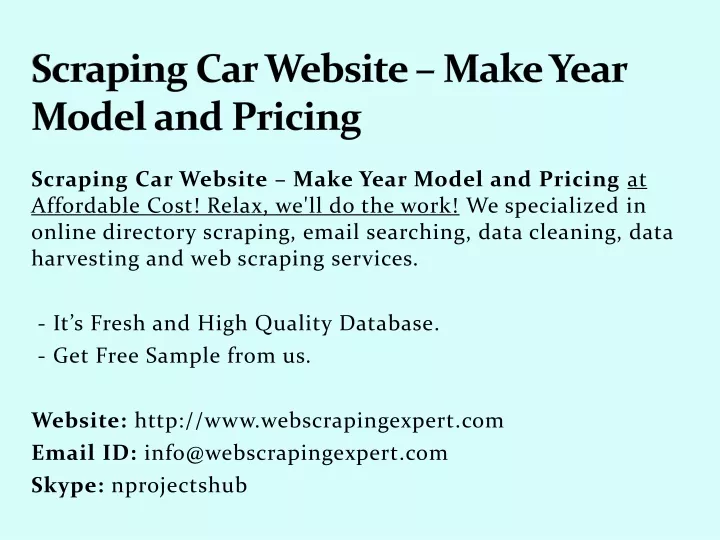 scraping car website make year model and pricing