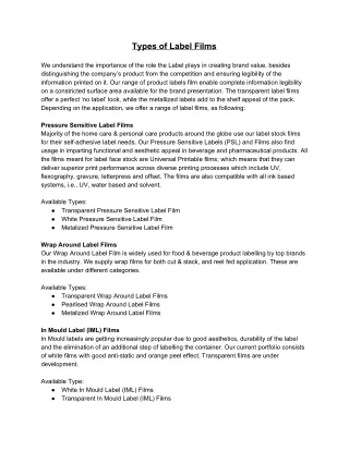 Types of Label Films