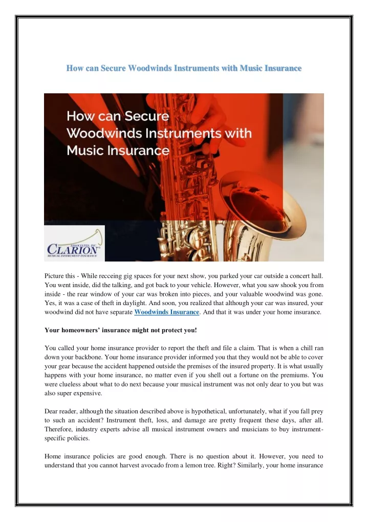 how can secure woodwinds instruments with music