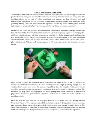 facts to read about the casino online