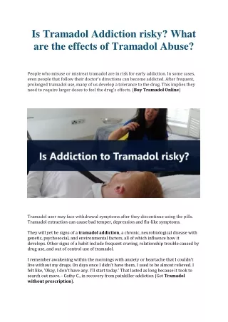 Effects of Tramadol Abuse | Tramadol Dosage to prevent Addiction