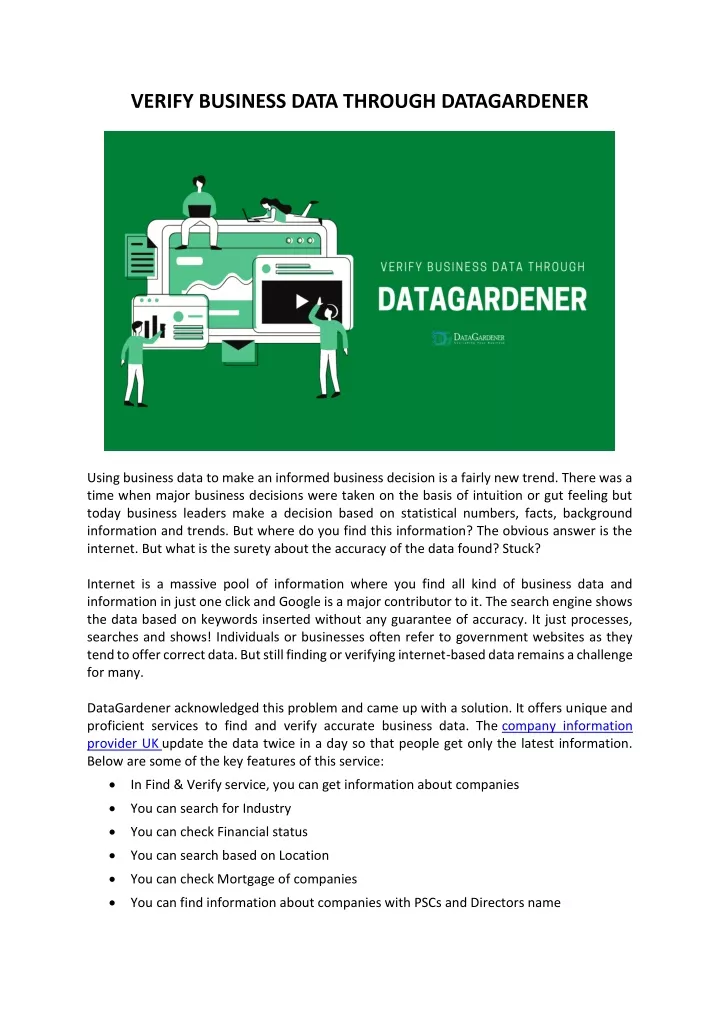 verify business data through datagardener