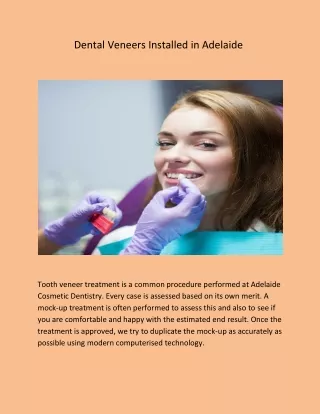 Dental Veneers Installed in Adelaide