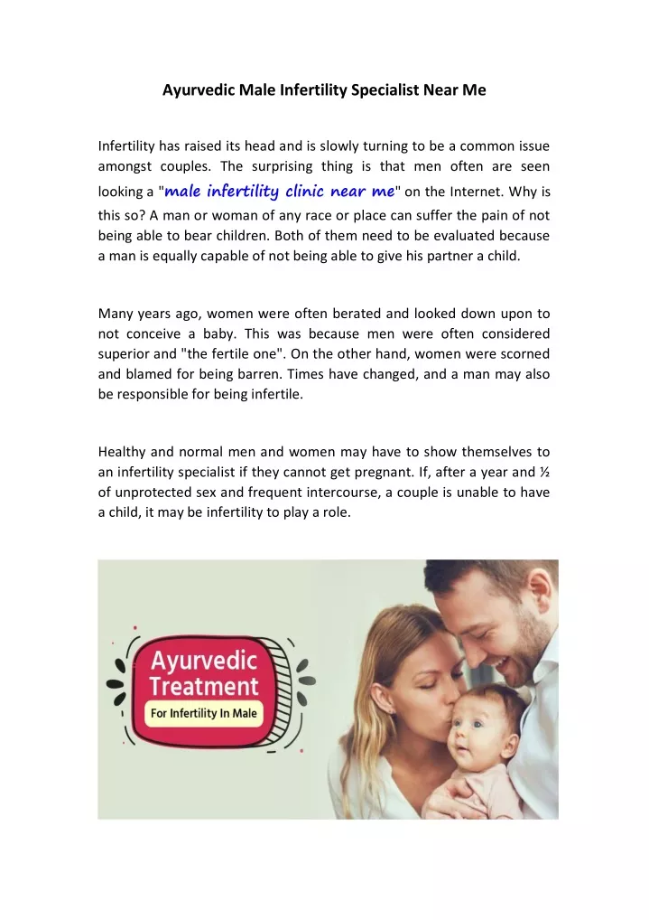 ayurvedic male infertility specialist near me