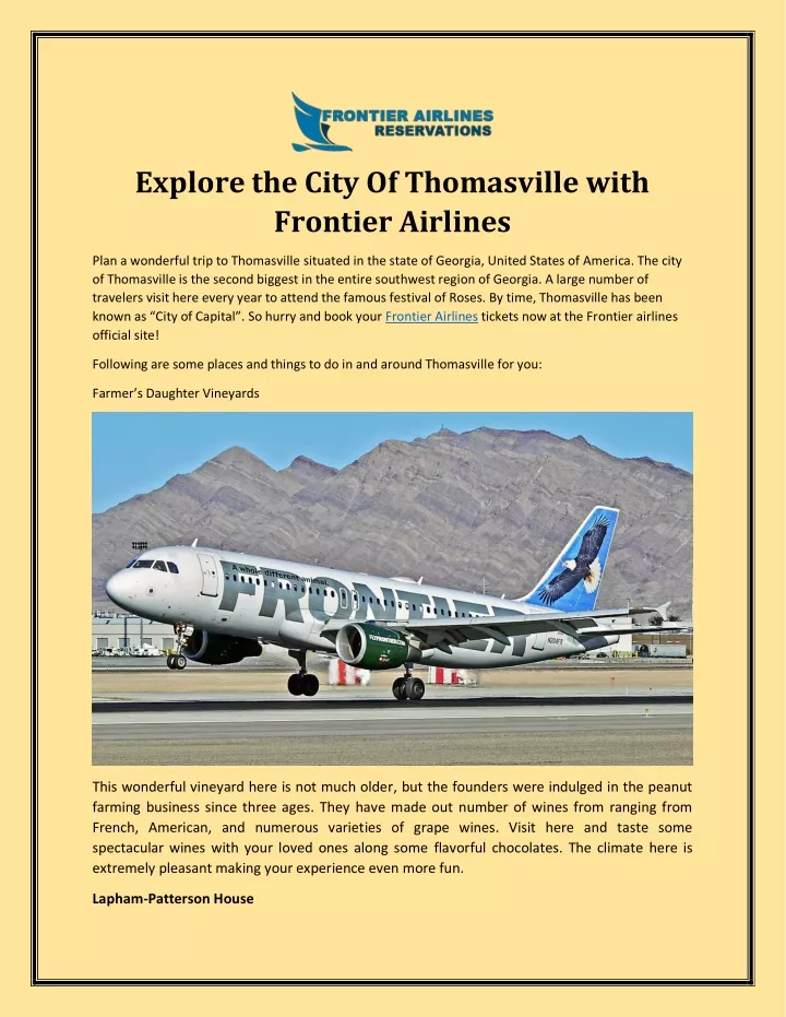 explore the city of thomasville with frontier