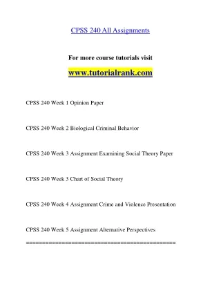 CPSS 240 Experience Tradition- tutorialrank.com