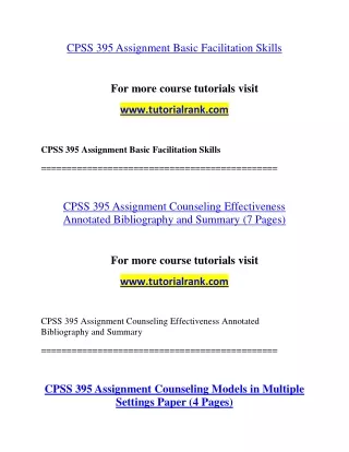 CPSS 395 Experience Tradition- tutorialrank.com