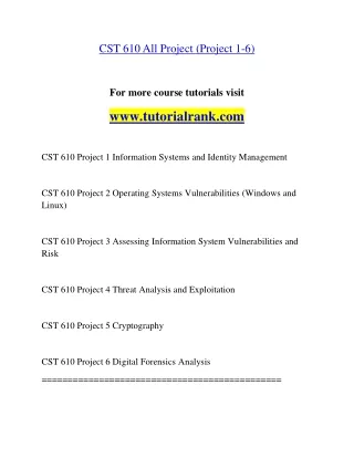 CST 610 Experience Tradition- tutorialrank.com