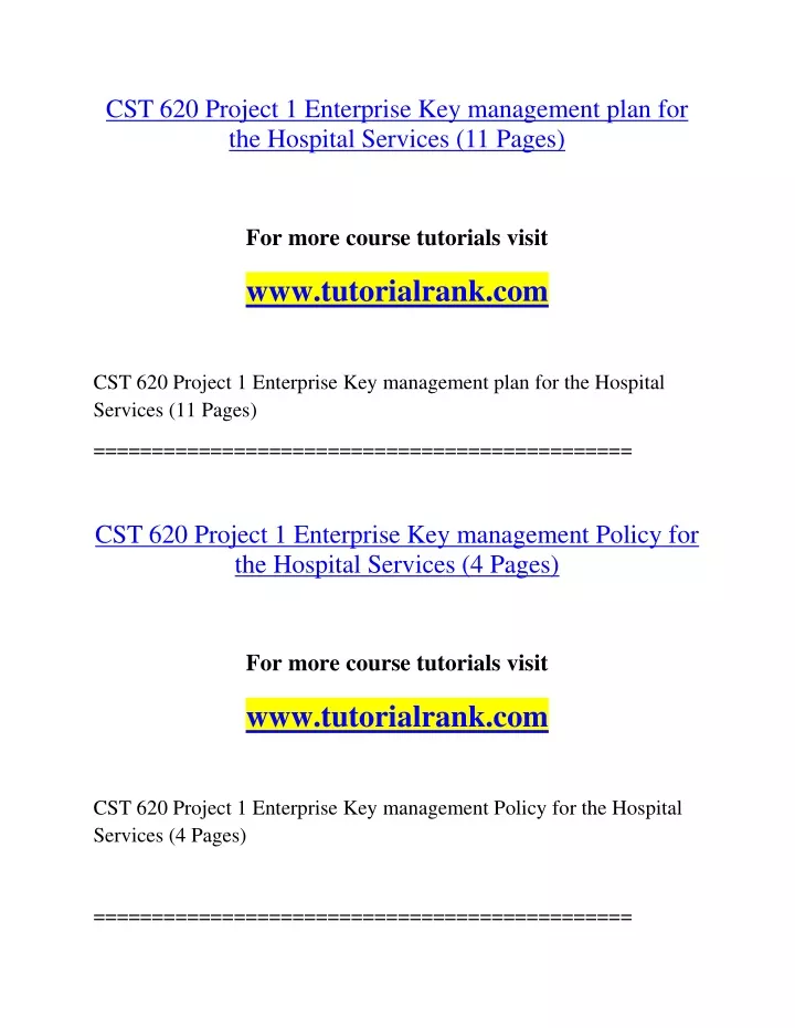 cst 620 project 1 enterprise key management plan