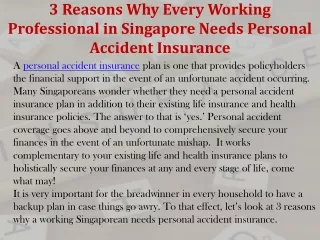 3 Reasons Why Every Working Professional in Singapore Needs Personal Accident Insurance