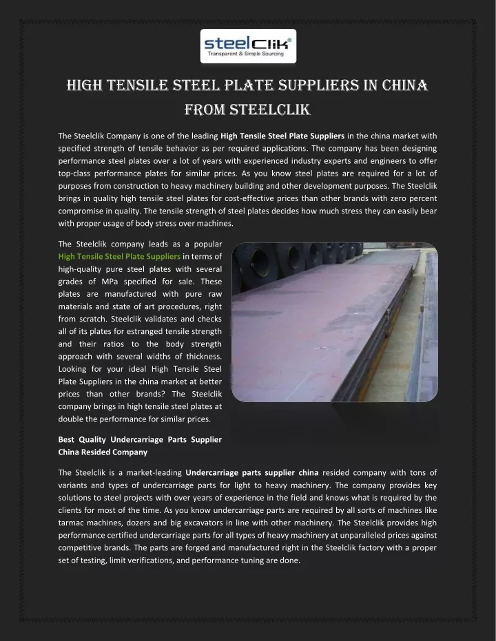 high tensile steel plate suppliers in china from