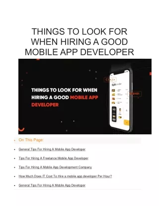 things to look for when hiring a good mobile