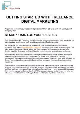 GETTING STARTED WITH FREELANCE DIGITAL MARKETING