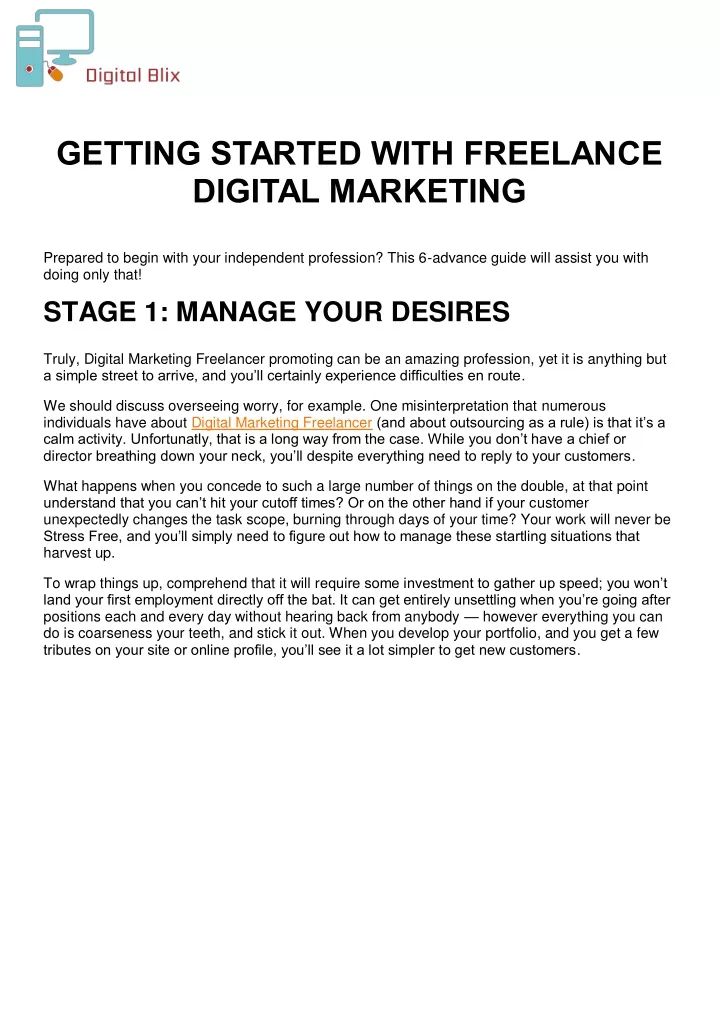 getting started with freelance digital marketing