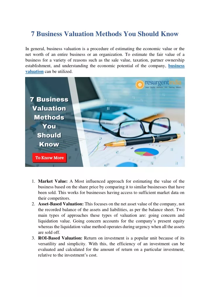 7 business valuation methods you should know